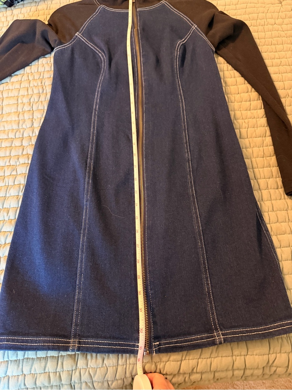 Pilcro Navy Zip-Front Mini Dress with Black Sleeves - Picture 6 of 10
